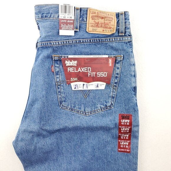 Levi's 550 Relaxed Fit Jeans Tapered Medium Wash Men's "42x30" Real 40x30 NWT - Picture 8 of 10